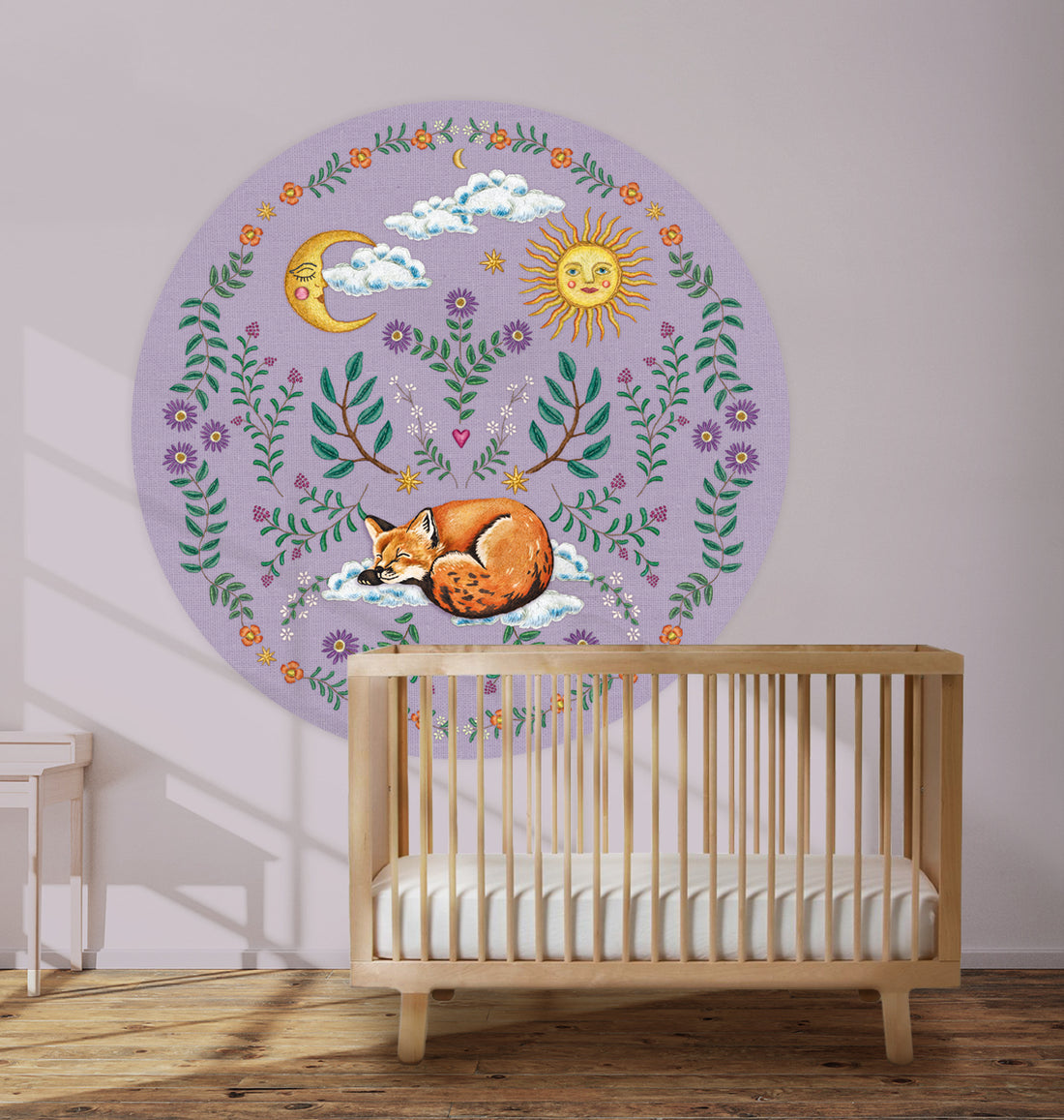 Behangcirkel Embroider Fox Purple - Story of July