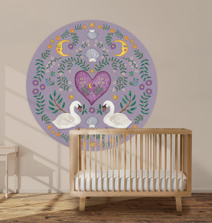 Behangcirkel Embroider Swan Purple - Story of July