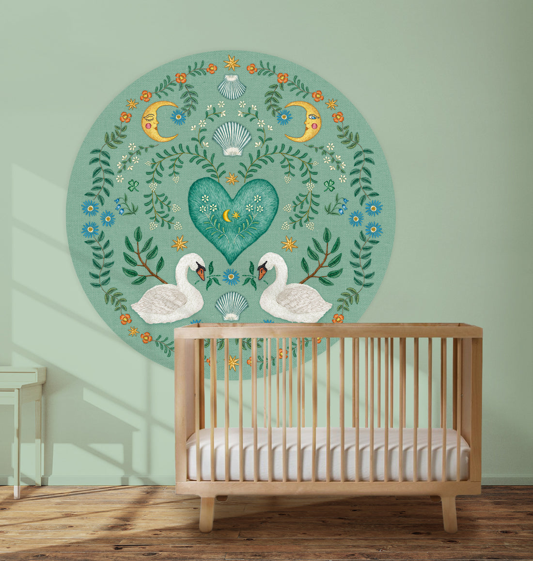 Behangcirkel Embroider Swan Green - Story of July