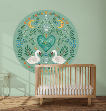 Behangcirkel Embroider Swan Green - Story of July