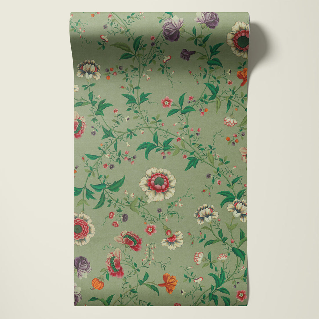 Behangsample Floral Heritage Lightgreen