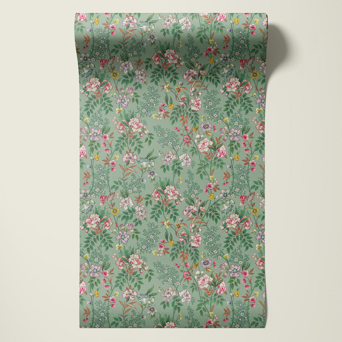 Behangsample Little Flowers Lightgreen