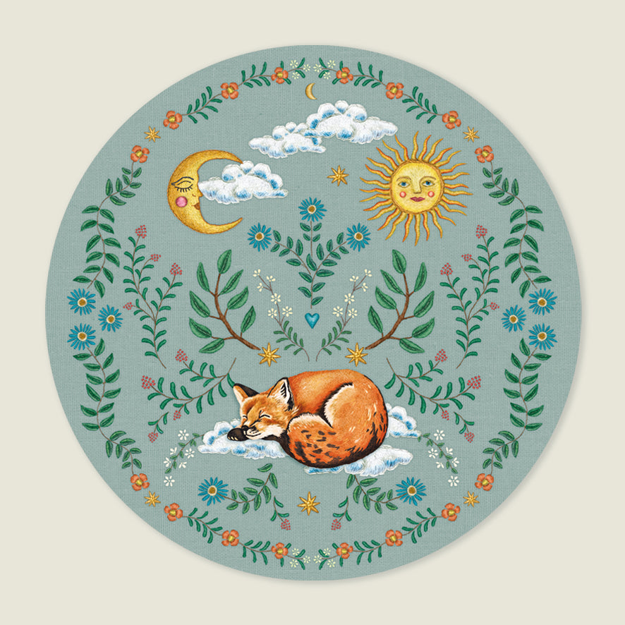 Behangcirkel Embroider Fox Green - Story of July