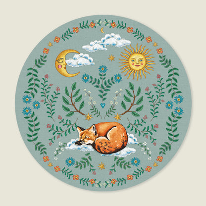 Behangcirkel Embroider Fox Green - Story of July