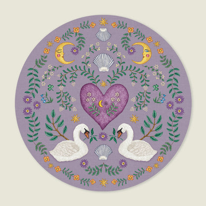 Behangcirkel Embroider Swan Purple - Story of July