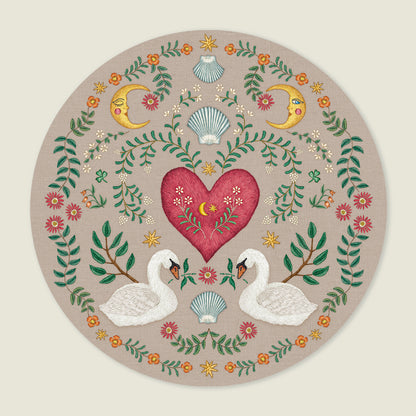 Behangcirkel Embroider Swan Khaki - Story of July