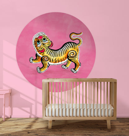 Behangcirkel Tiger Pink - Story of July