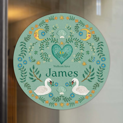 Raamsticker Embroider Swan Green - Story of July