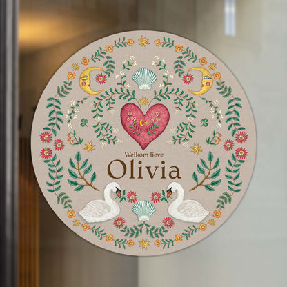 Raamsticker Embroider Swan Khaki - Story of July