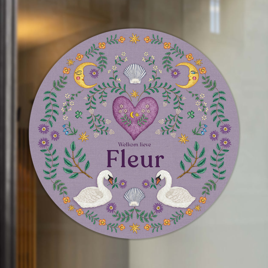 Raamsticker Embroider Swan Purple - Story of July