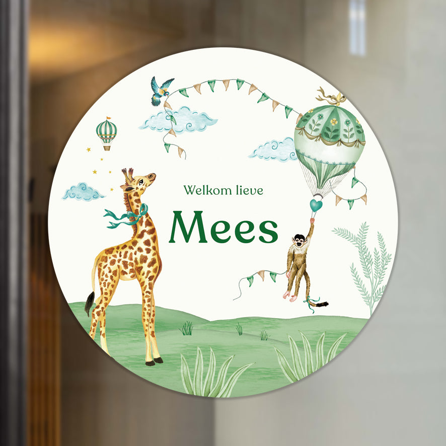 Raamsticker Monkey & Giraffe Green - Story of July