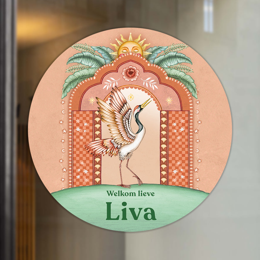 Raamsticker Crane Bird Terra - Story of July