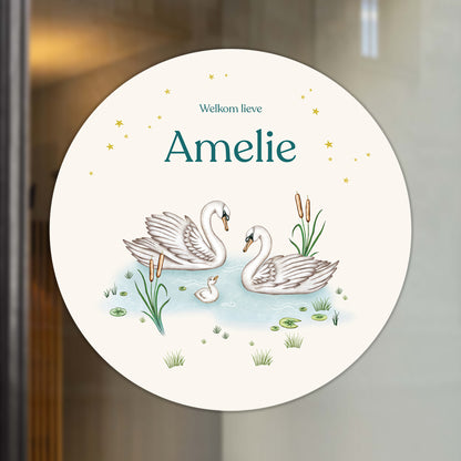 Raamsticker Swan Family - Story of July