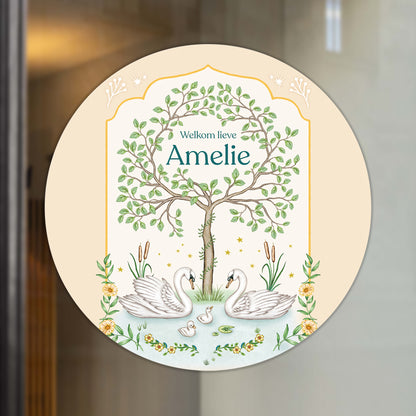 Raamsticker Swan Tree - Story of July