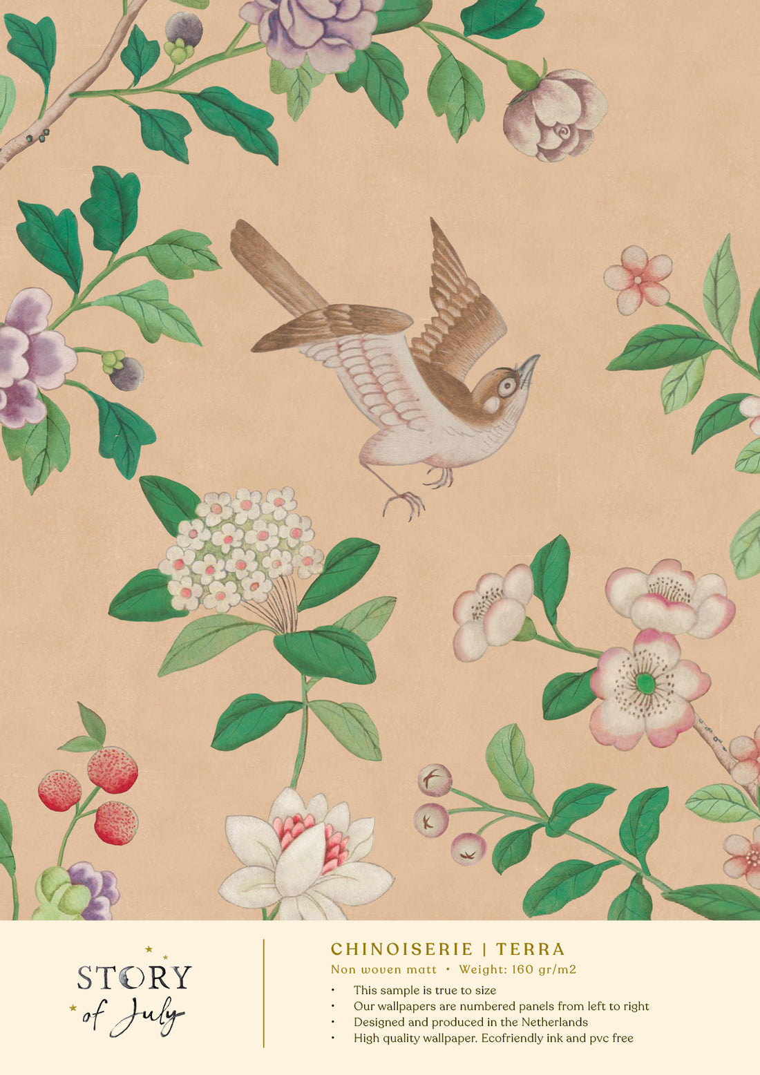 Behangsample Chinoiserie Terra