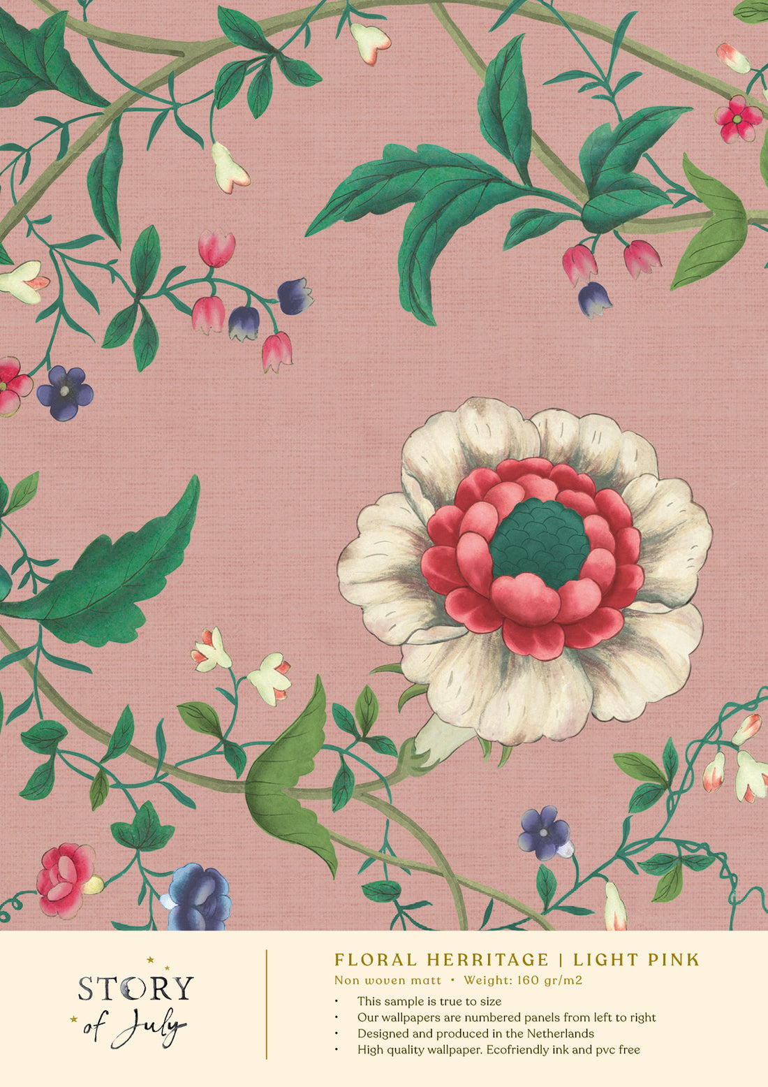 Behangsample Floral Heritage Lightpink