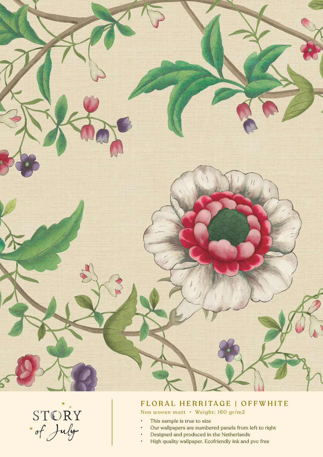 Behangsample Floral Heritage Offwhite