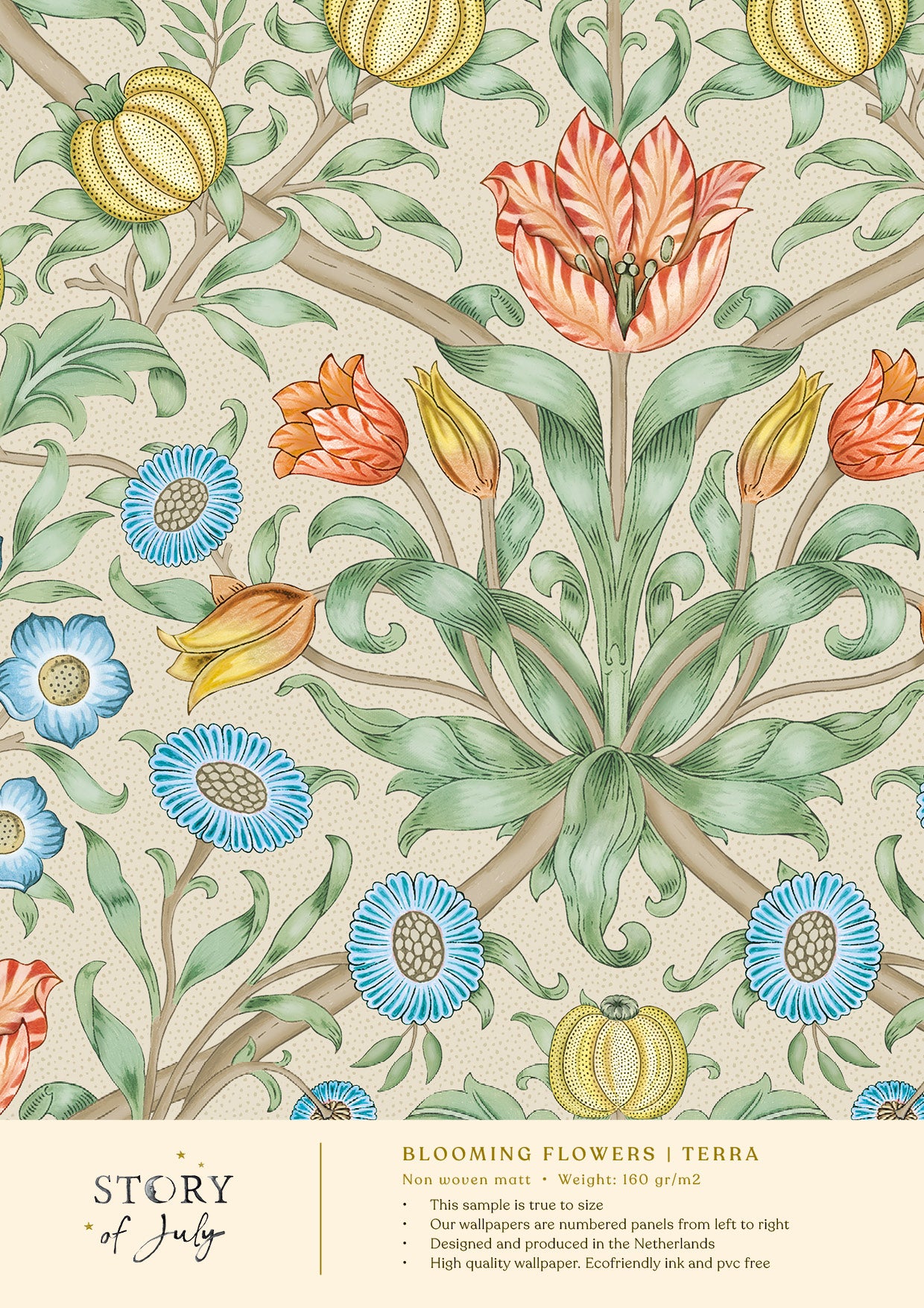 Behangsample Blooming Flowers Terra