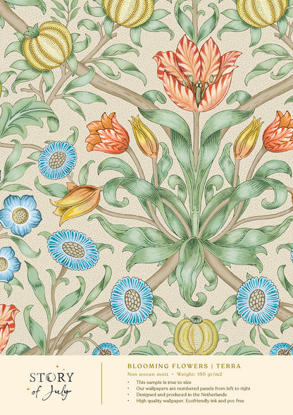 Behangsample Blooming Flowers Terra