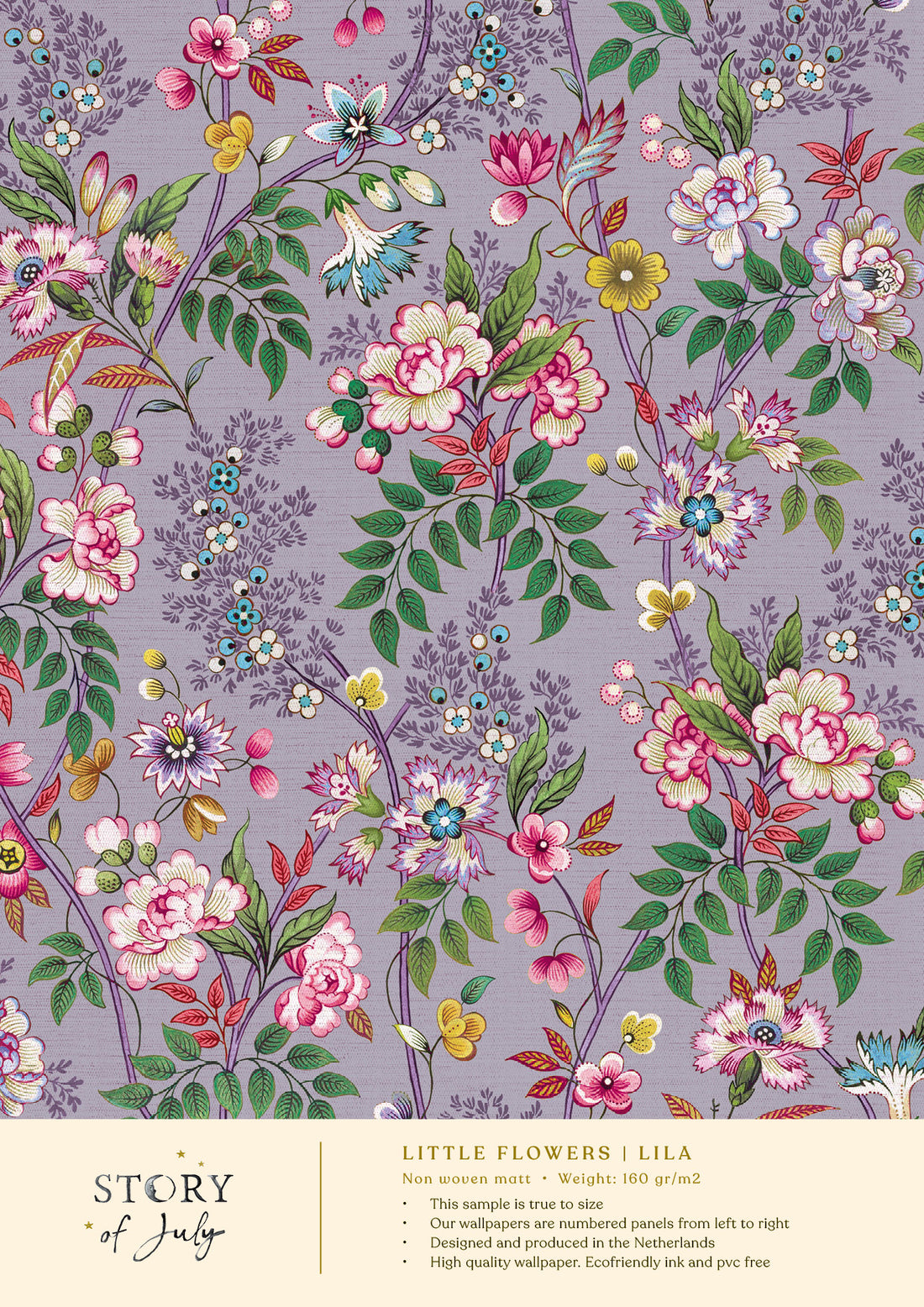 Behangsample Little Flowers Lila