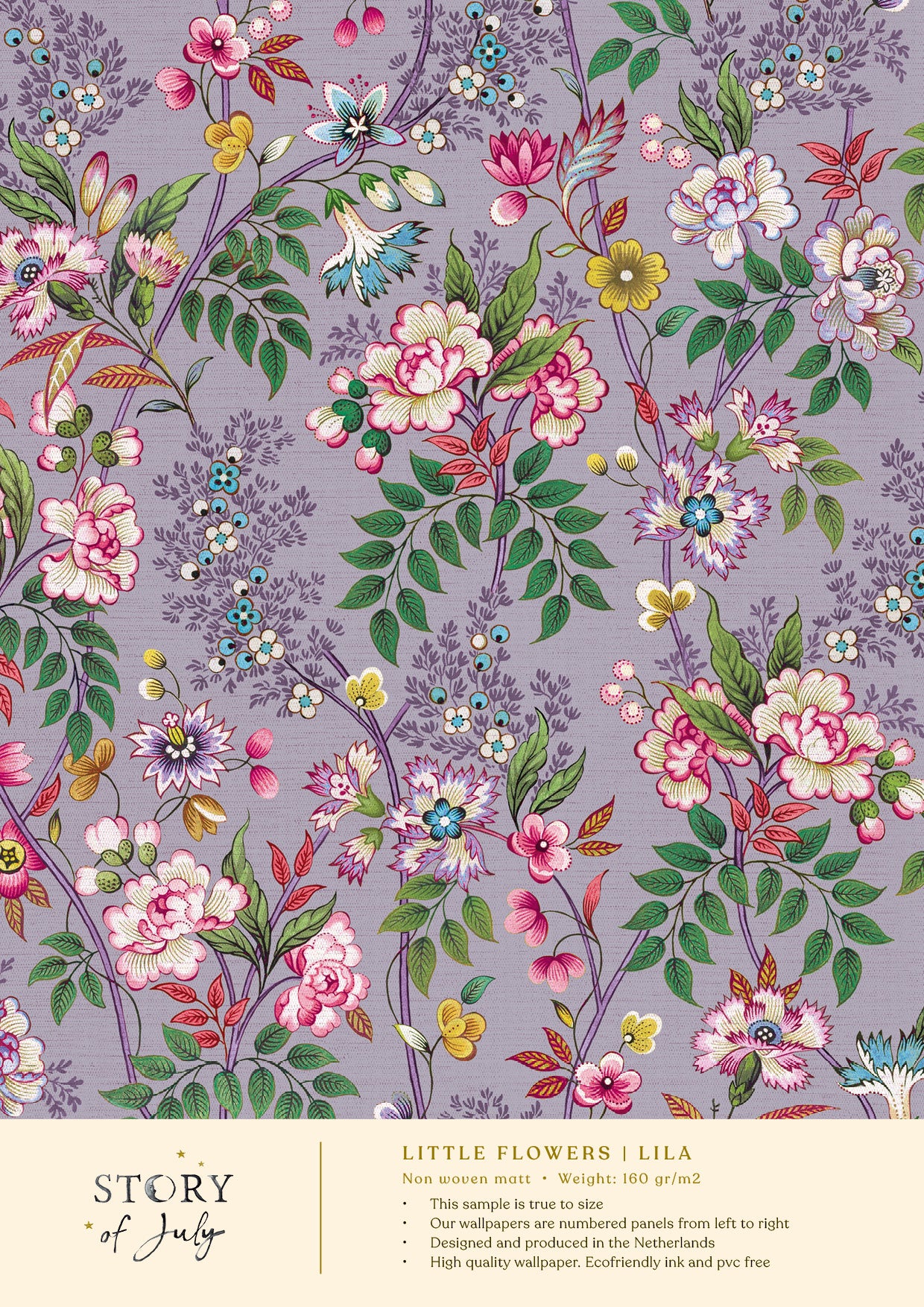 Behangsample Little Flowers Lila