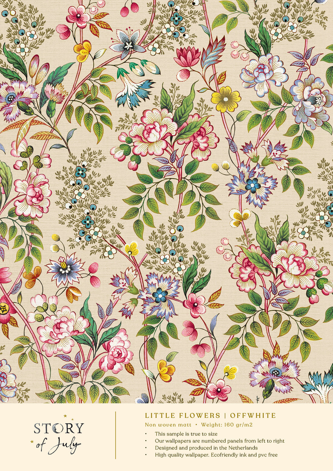 Behangsample Little Flowers Offwhite