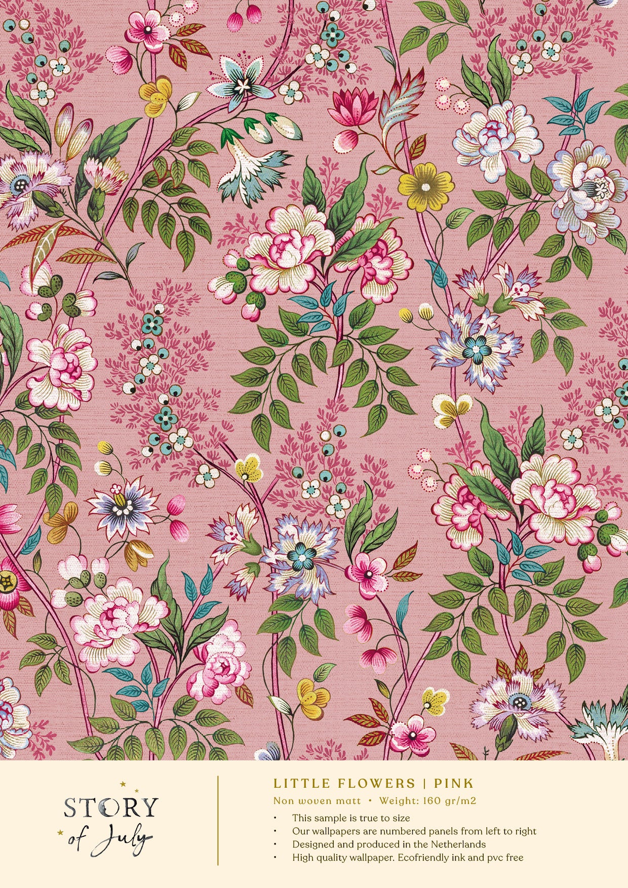 Behangsample Little Flowers Pink