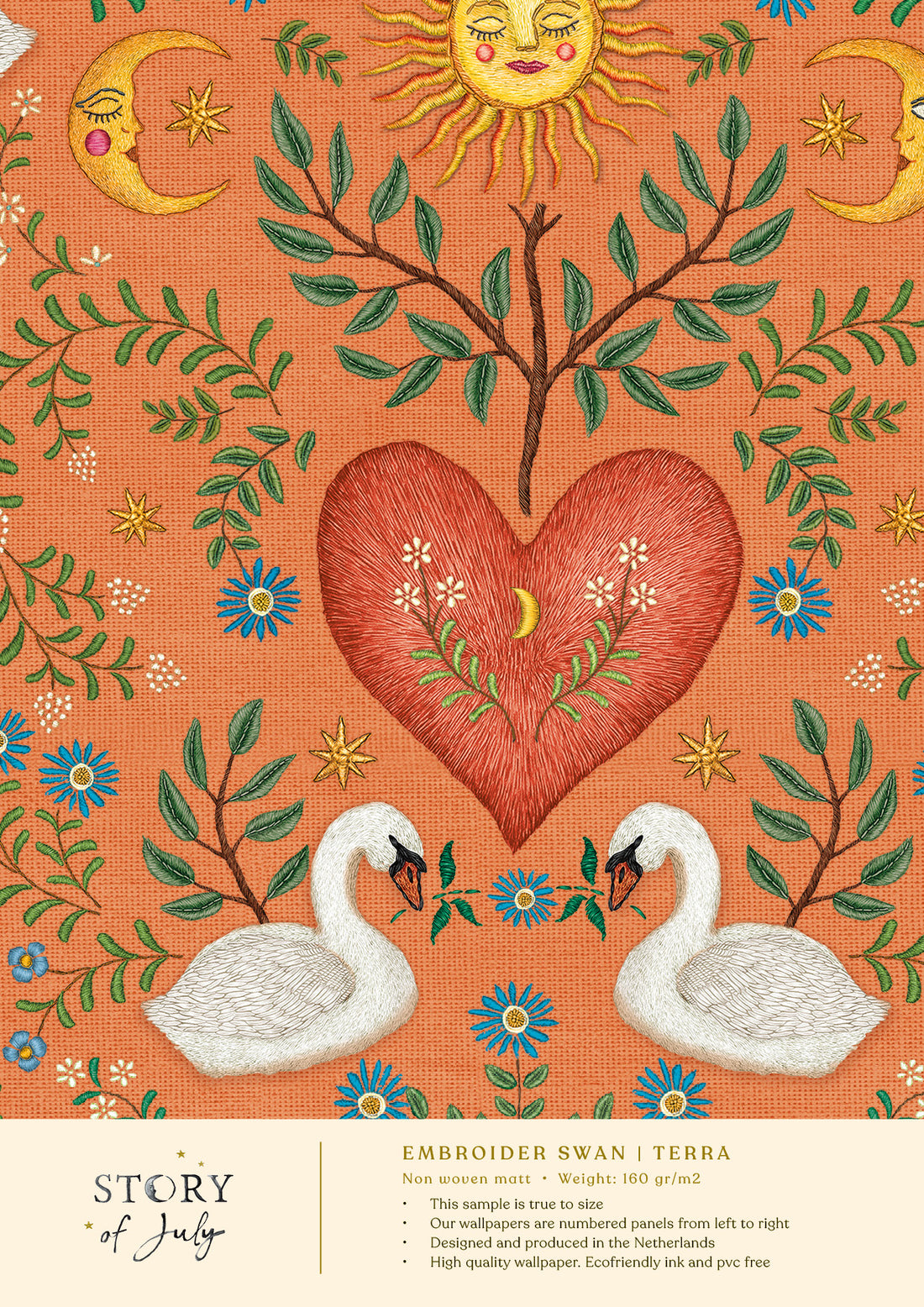 Behangsample Swan Heart Terra