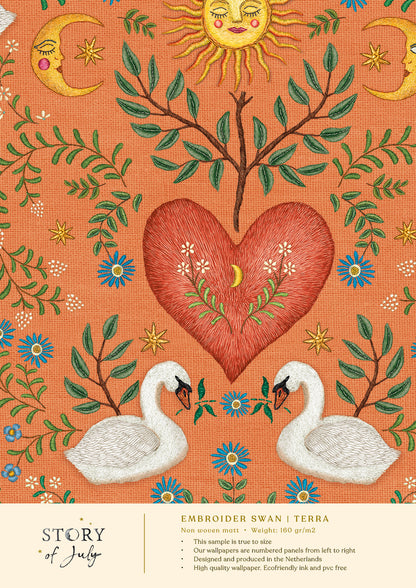Behangsample Swan Heart Terra