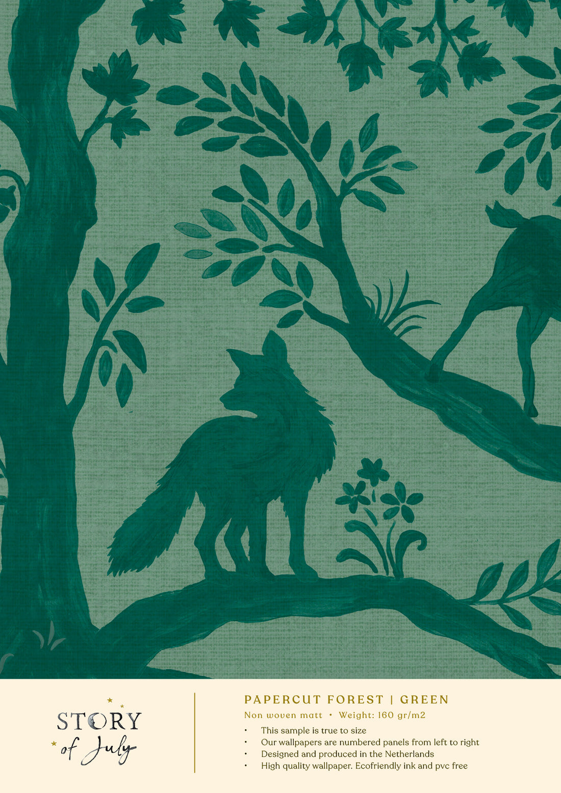 Behangsample Papercut Forest Green