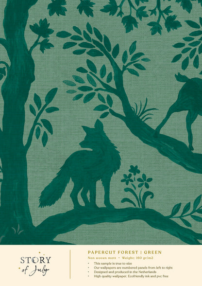 Behangsample Papercut Forest Green
