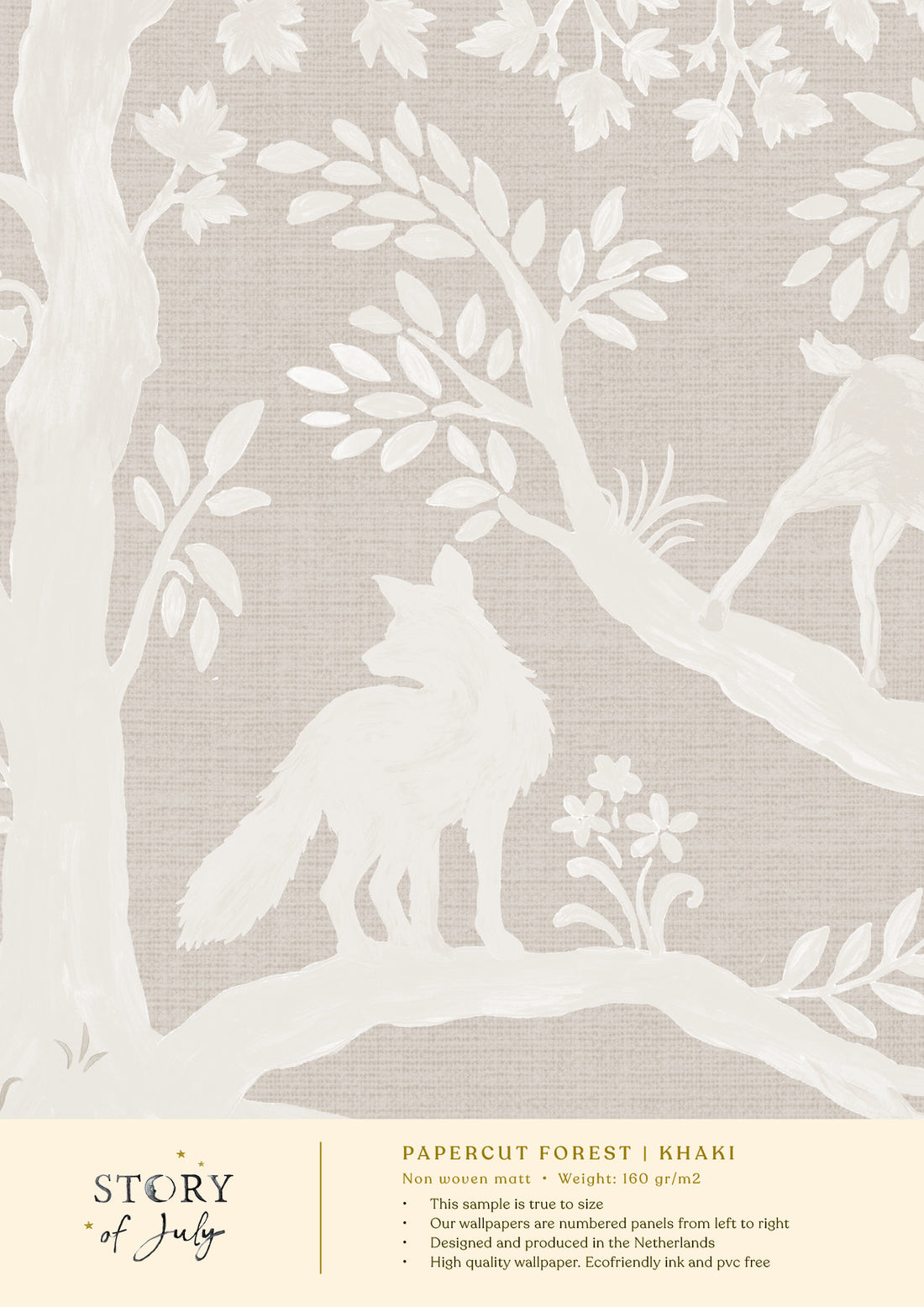 Behangsample Papercut Forest Khaki