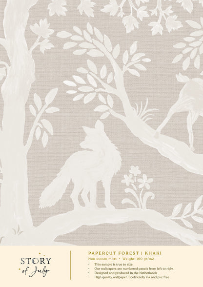 Behangsample Papercut Forest Khaki