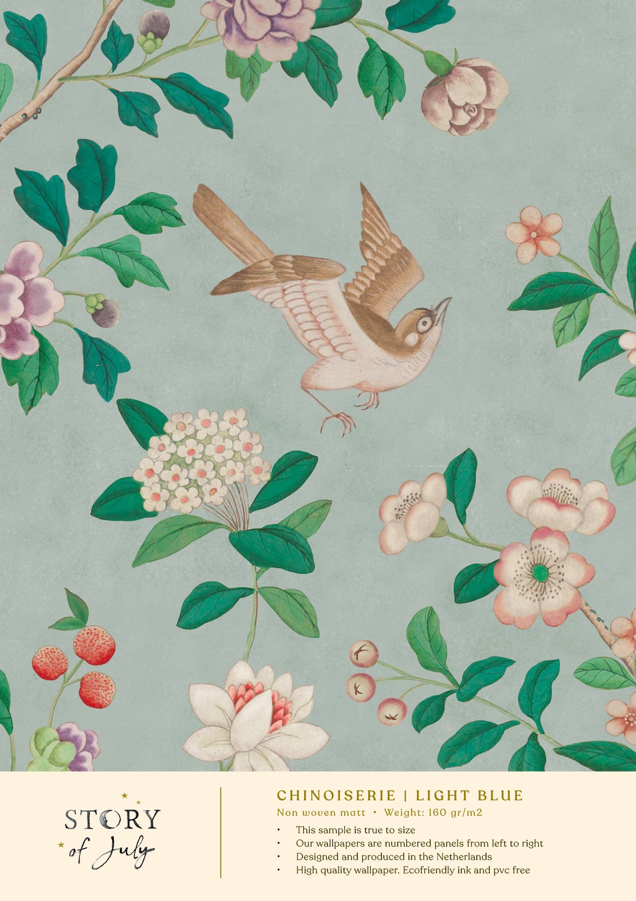 Behangsample Chinoiserie Light Blue