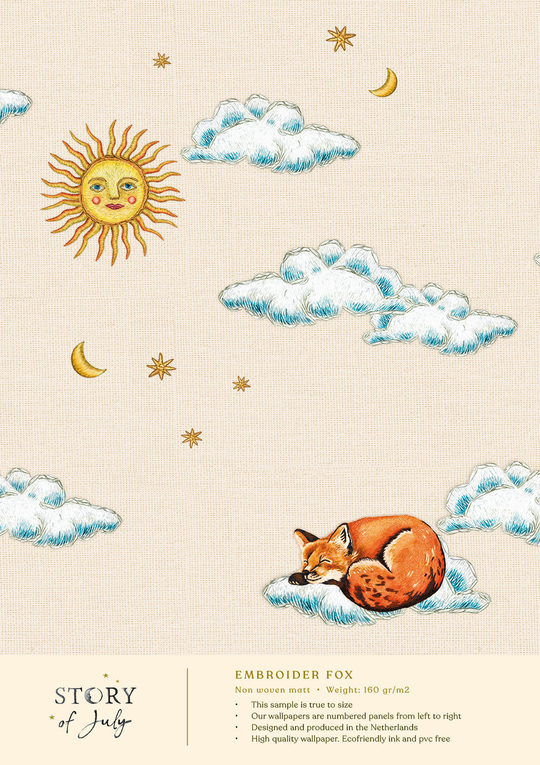 Behangsample Embroiderd Fox