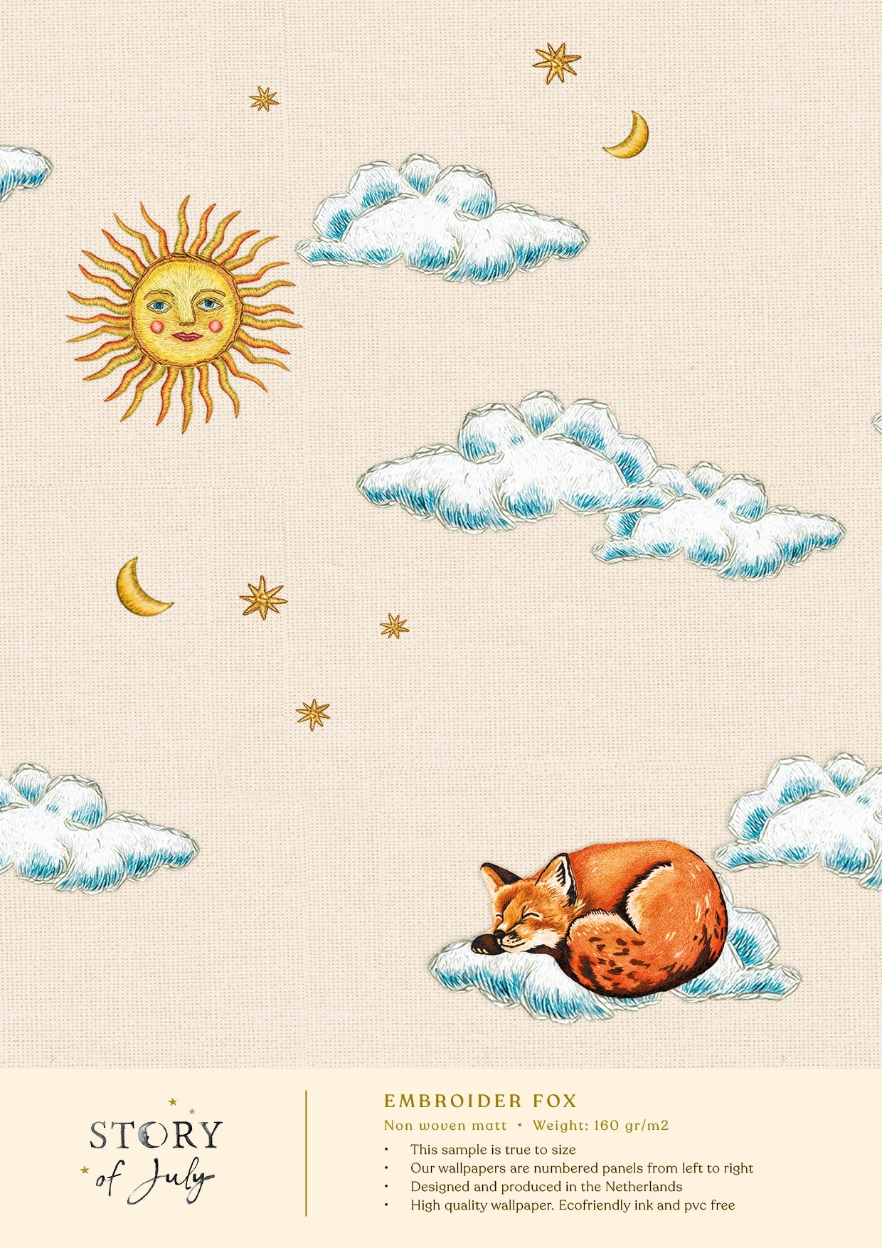 Behangsample Embroiderd Fox