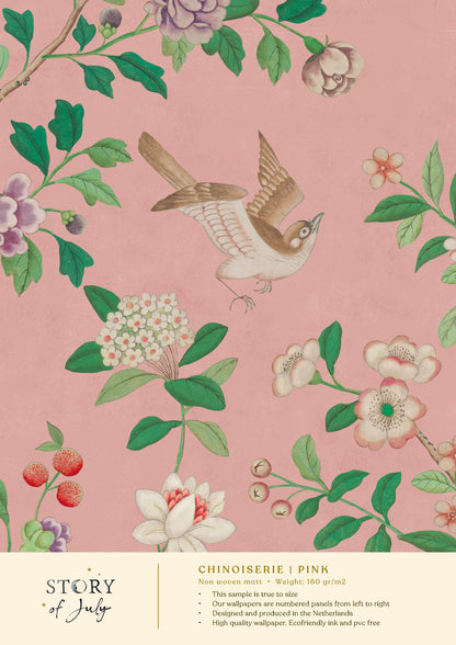 Behangsample Chinoiserie Pink