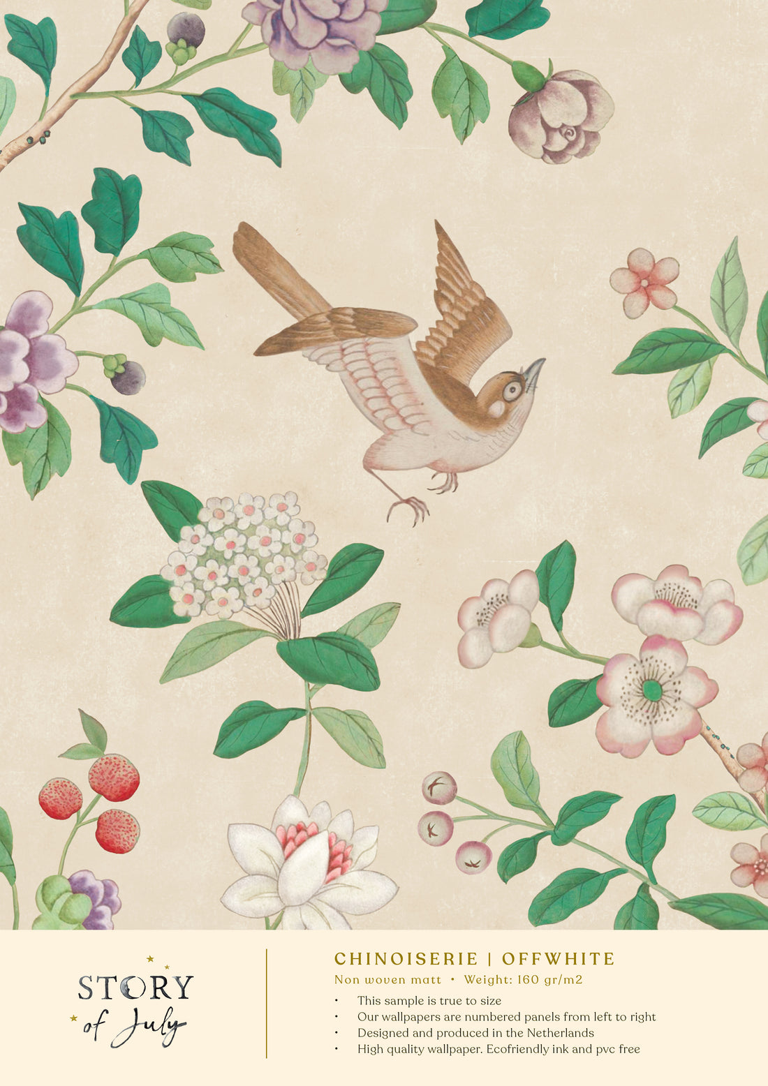 Behangsample Chinoiserie Offwhite