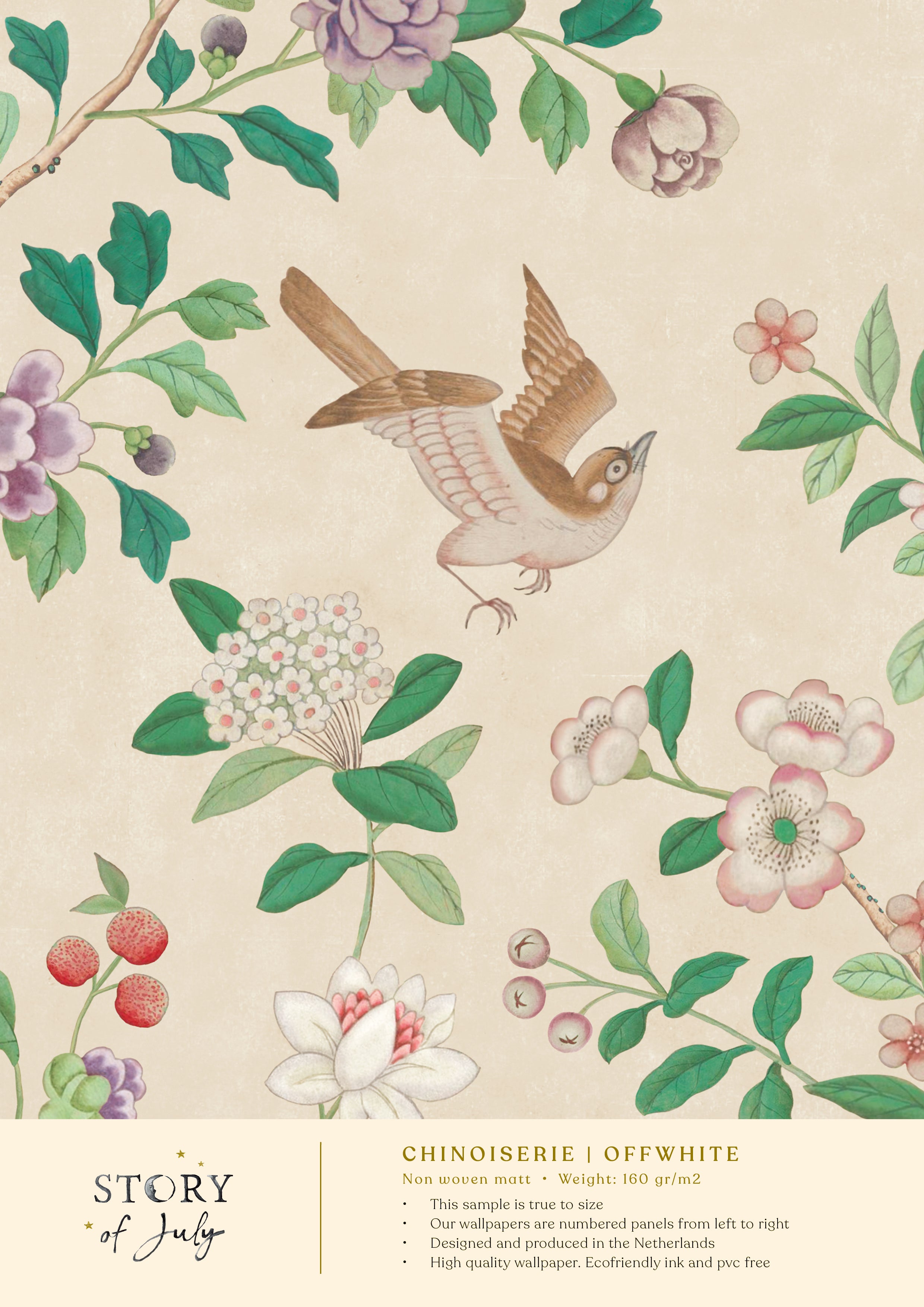 Behangsample Chinoiserie Offwhite