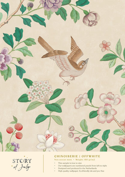 Behangsample Chinoiserie Offwhite