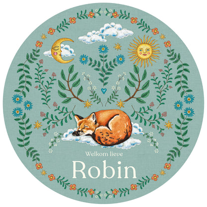 Raamsticker Embroider Fox Green - Story of July