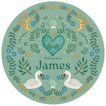 Raamsticker Embroider Swan Green - Story of July