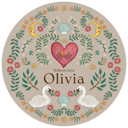 Raamsticker Embroider Swan Khaki - Story of July