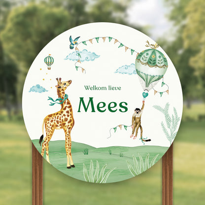 Tuinbord Monkey &amp; Giraffe Green - Story of July