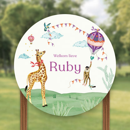 Tuinbord Monkey &amp; Giraffe - Story of July