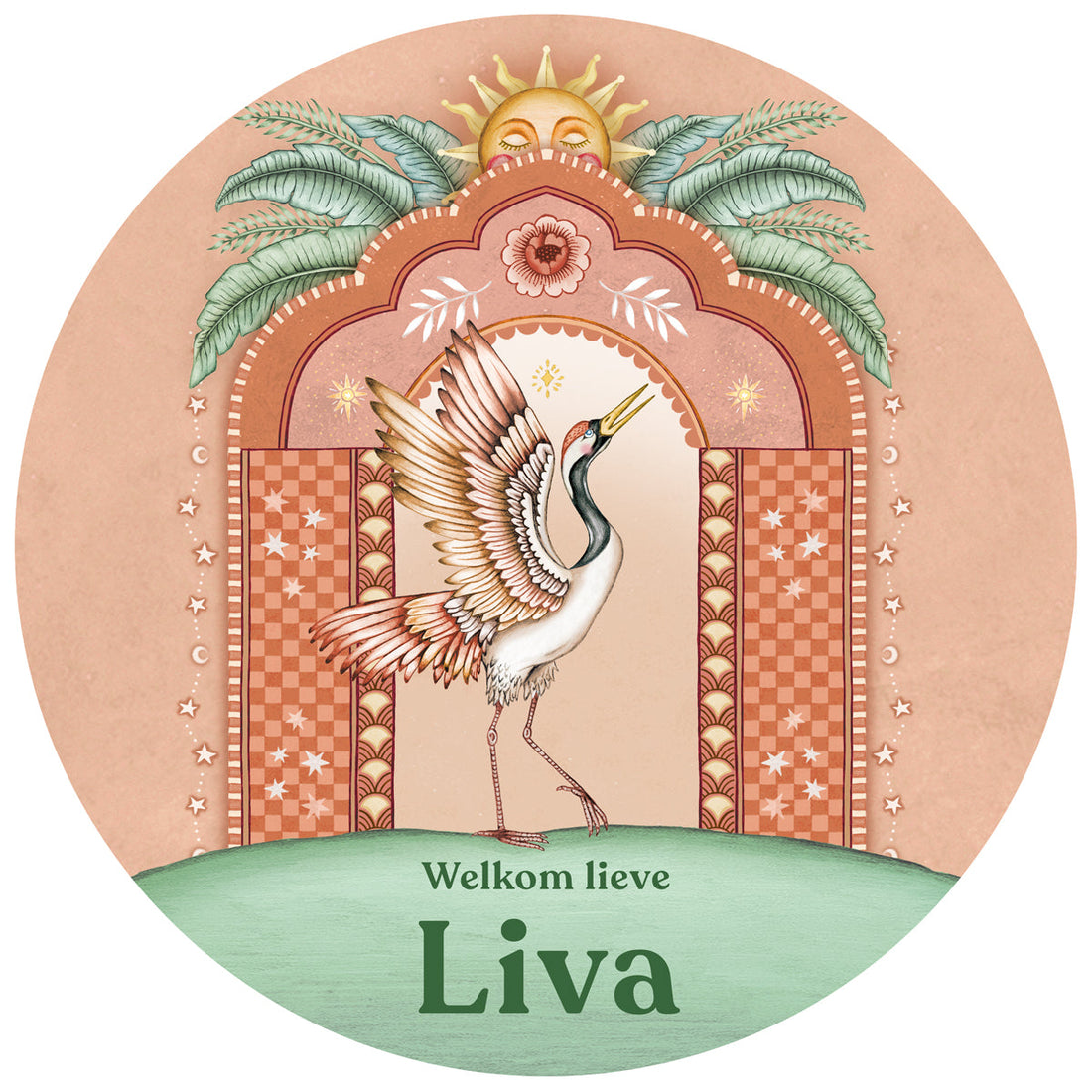 Raamsticker Crane Bird Terra - Story of July