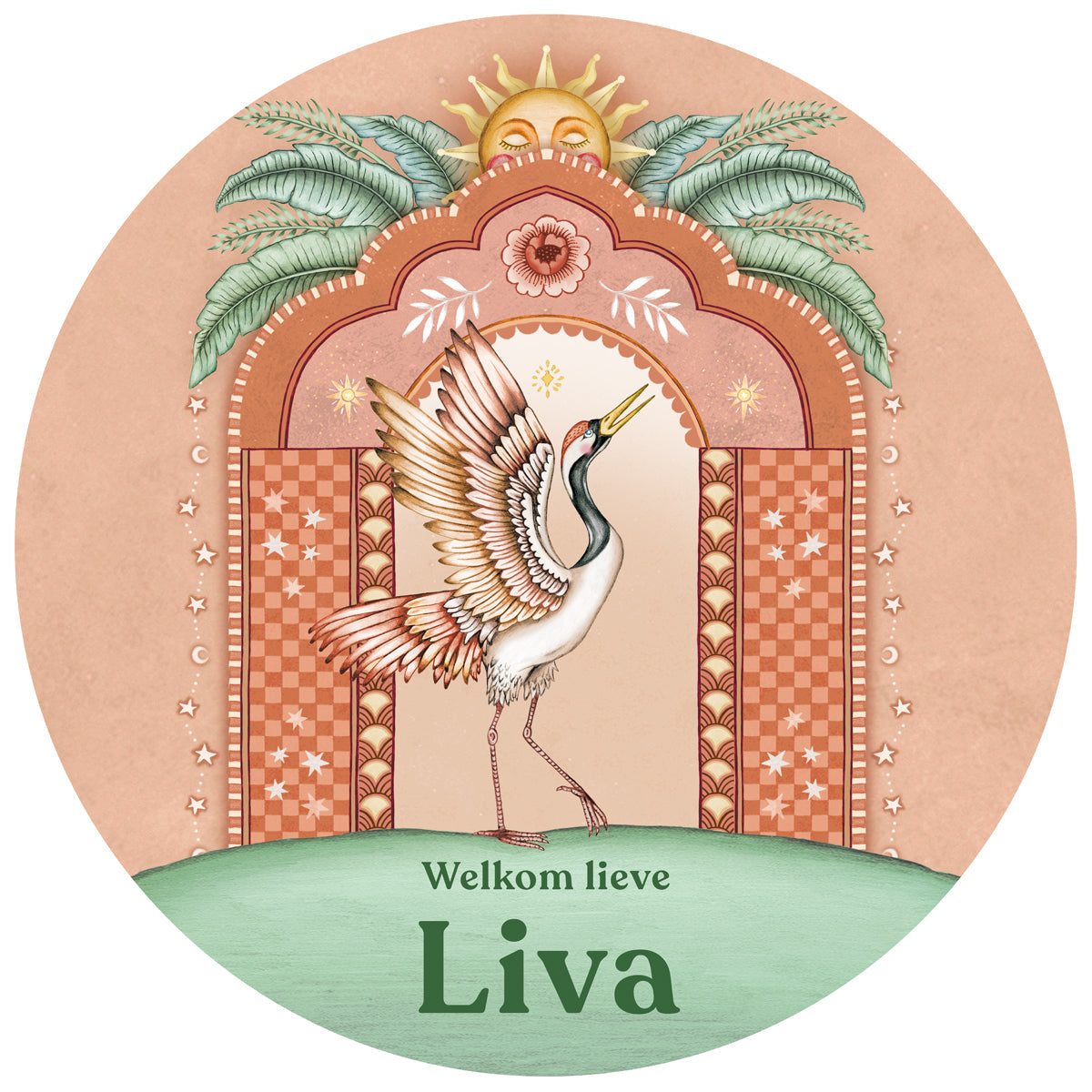 Raamsticker Crane Bird Terra - Story of July