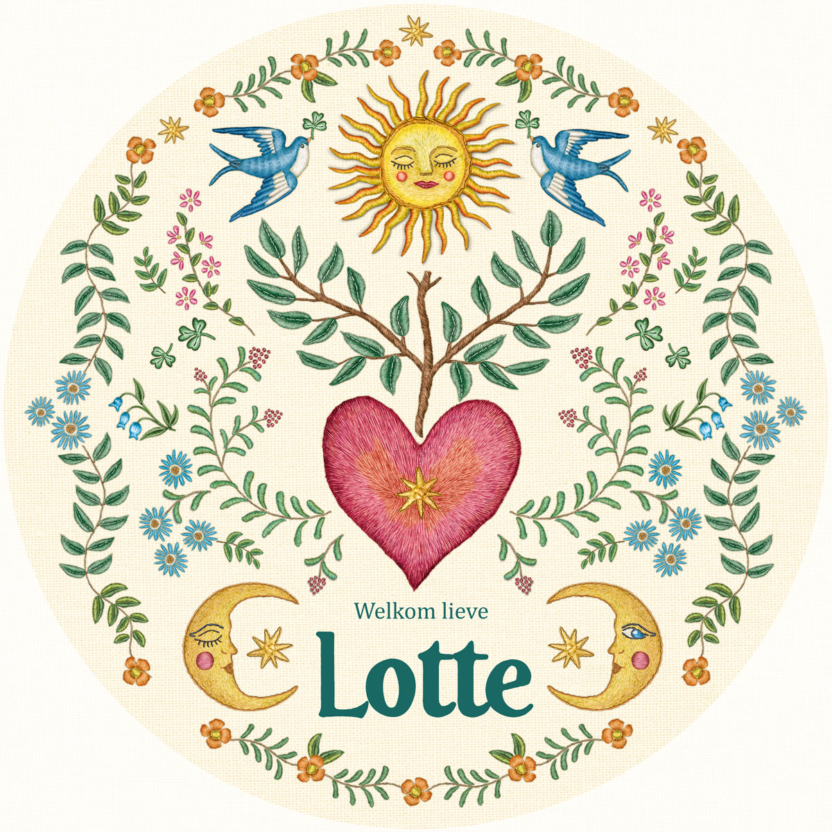 Tuinbord Embroider Heart - Story of July