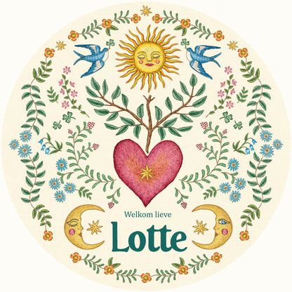 Raamsticker Embroider Heart - Story of July