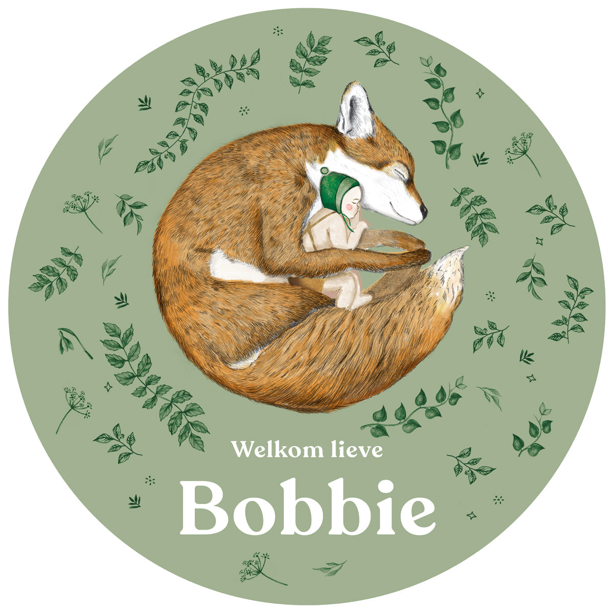 Raamsticker Sleeping Fox Green - Story of July